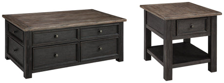Tyler Grayish Brown/black Creek Coffee Table With 1 End Table PKG008765 - T736-20 | T736-3 - Ella Furniture