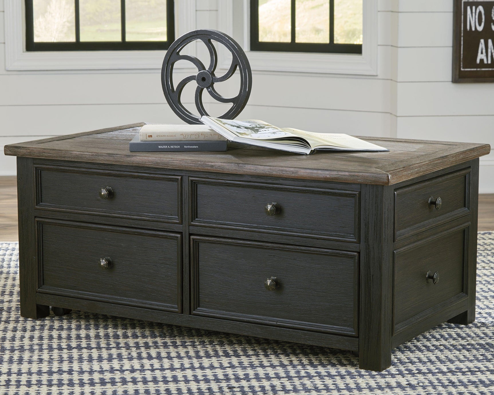 Tyler Grayish Brown/black Creek Coffee Table With 1 End Table PKG008765 - T736-20 | T736-3 - Ella Furniture