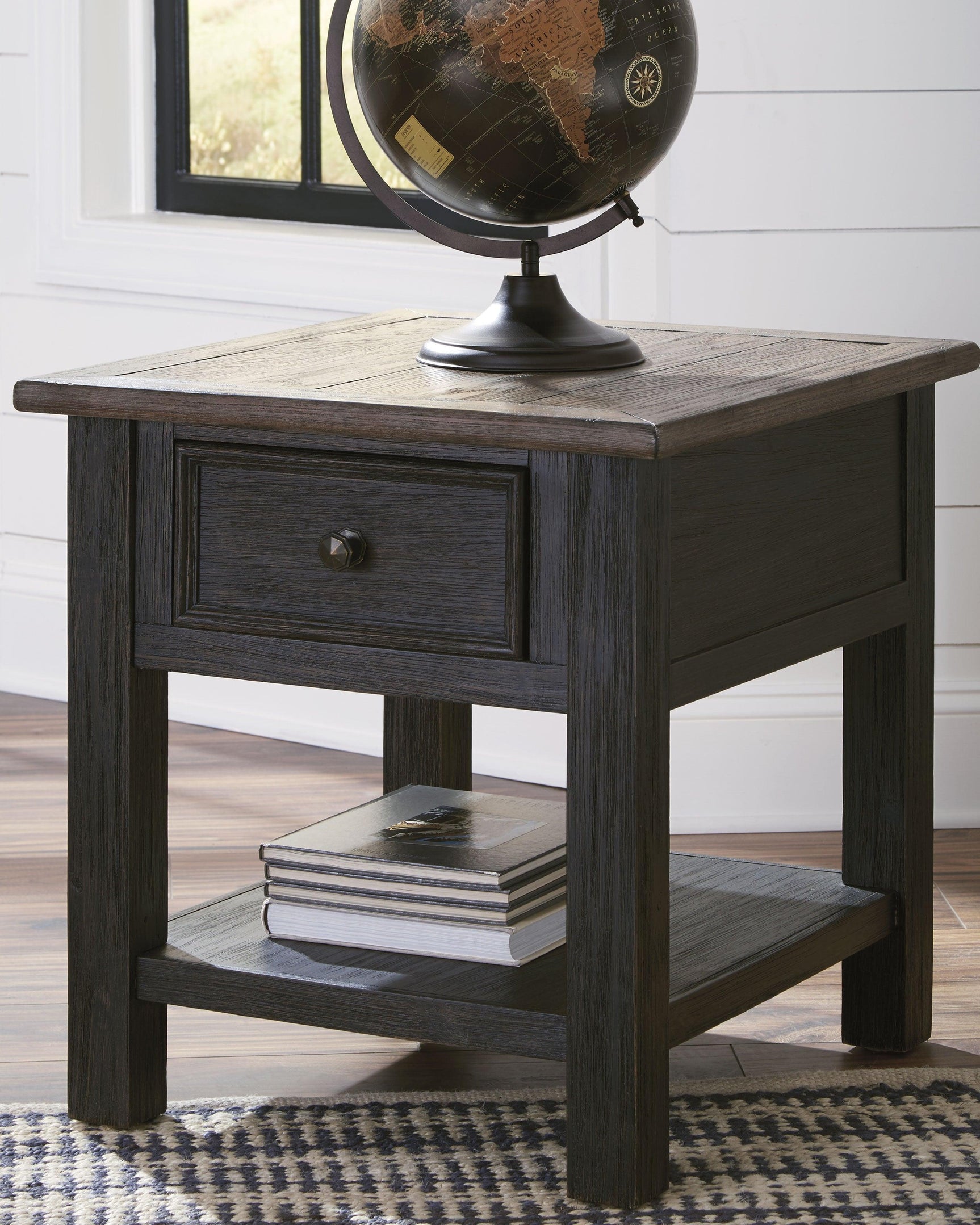 Tyler Grayish Brown/black Creek Coffee Table With 1 End Table PKG008765 - T736-20 | T736-3 - Ella Furniture