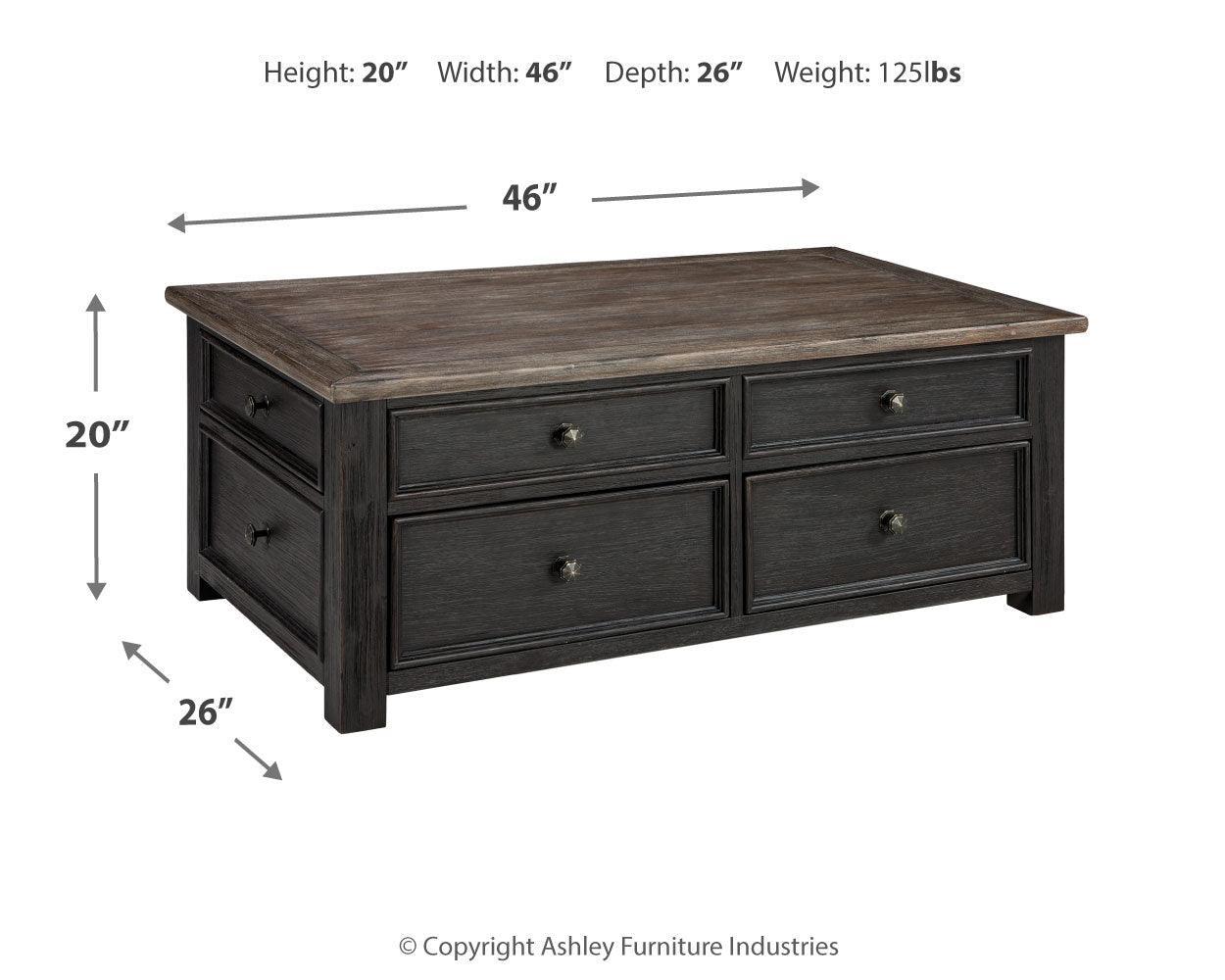 Tyler Grayish Brown/black Creek Coffee Table With 1 End Table PKG008765 - T736-20 | T736-3 - Ella Furniture