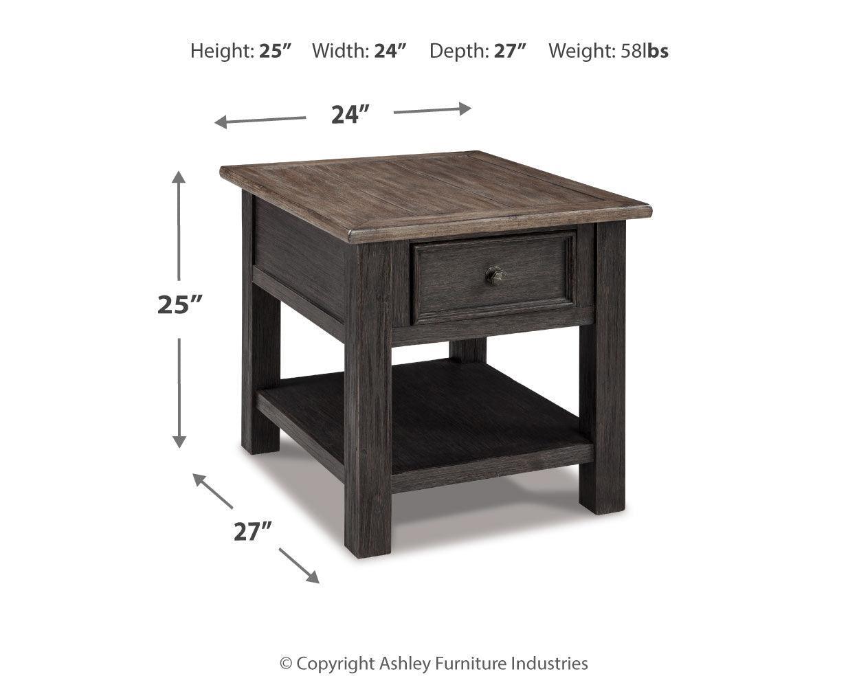 Tyler Grayish Brown/black Creek Coffee Table With 1 End Table PKG008765 - T736-20 | T736-3 - Ella Furniture