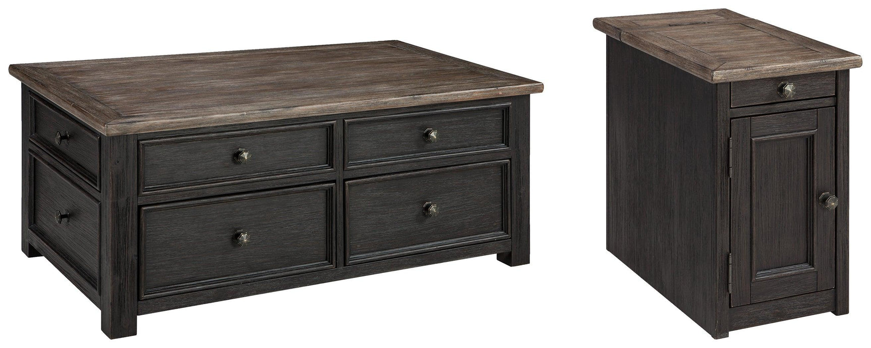 Tyler Grayish Brown/black Creek Coffee Table With 1 End Table PKG008766 - T736-20 | T736-7 - Ella Furniture