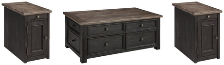 Tyler Grayish Brown/black Creek Coffee Table With 2 End Tables PKG008568 - T736-20 | T736-7 | T736-7 - Ella Furniture