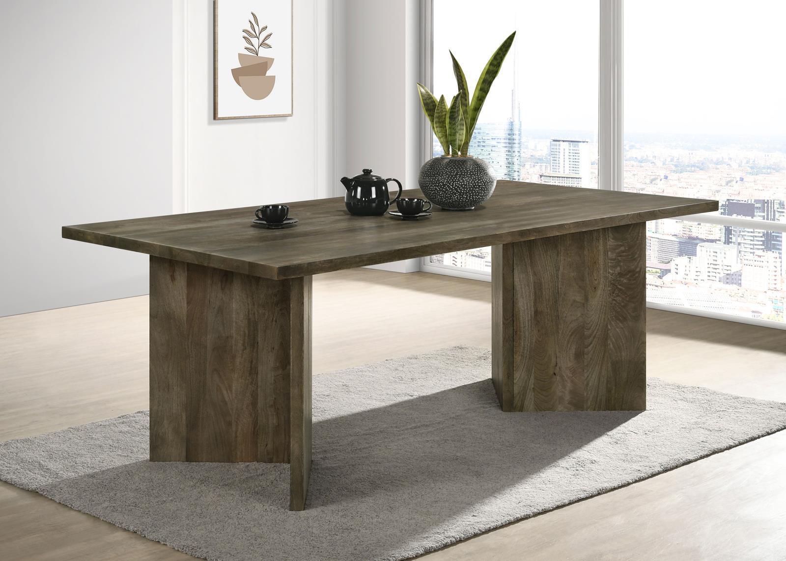 Tyler Rectangular Double V-leg Dining Table Mango Brown 130511 - Ella Furniture