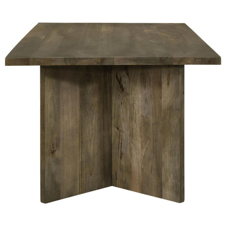 Tyler Rectangular Double V-leg Dining Table Mango Brown 130511 - Ella Furniture