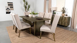 Tyler Rectangular Double V-leg Dining Table Mango Brown 130511 - Ella Furniture