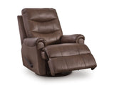 Ulsa Dark Brown Top Grain Leather Swivel Recliner view 2
