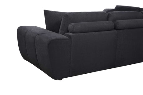 Uptown Black 2-Piece Fabric Sectional Sofa with Vertical Channeling view 4
