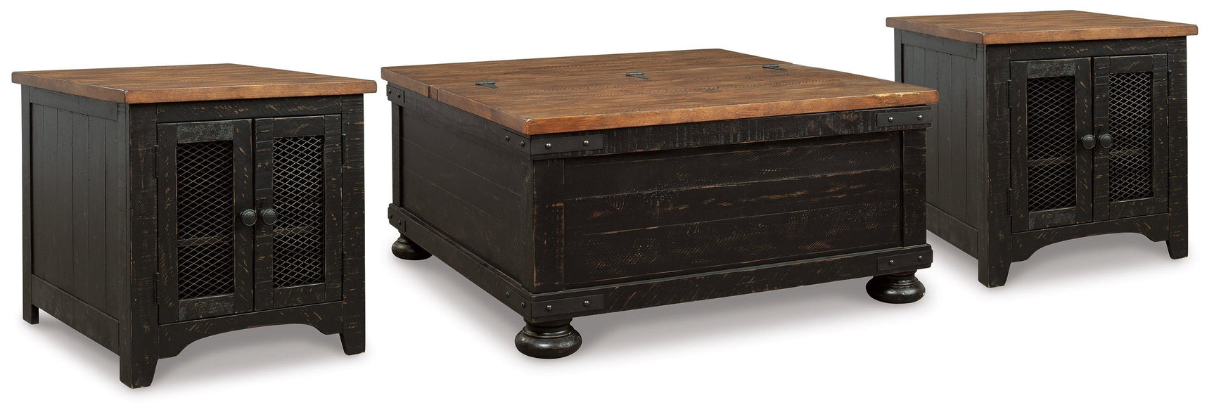 Valebeck Black/brown Coffee Table With 2 End Tables - Ella Furniture