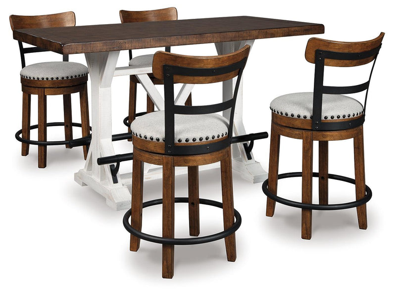 Valebeck Brown Counter Height Dining Table And 4 Barstools - Ella Furniture