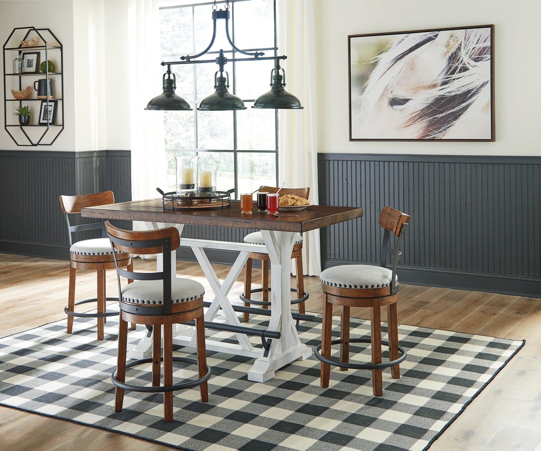 Valebeck Brown Counter Height Dining Table And 4 Barstools - Ella Furniture