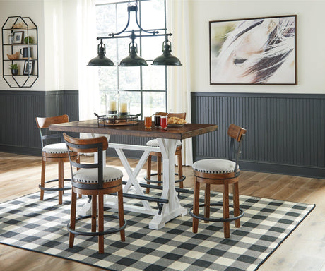 Valebeck Brown Counter Height Dining Table And 4 Barstools - Ella Furniture