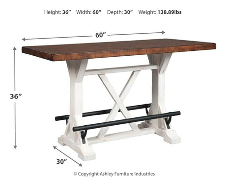 Valebeck Brown Counter Height Dining Table And 4 Barstools - Ella Furniture