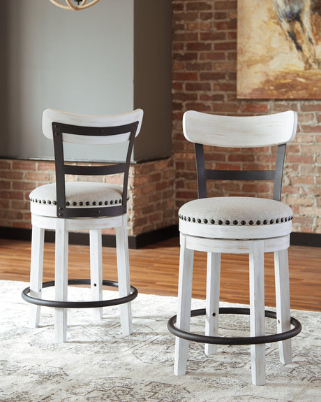 Valebeck White Counter Height Dining Table And 4 Barstools - Ella Furniture