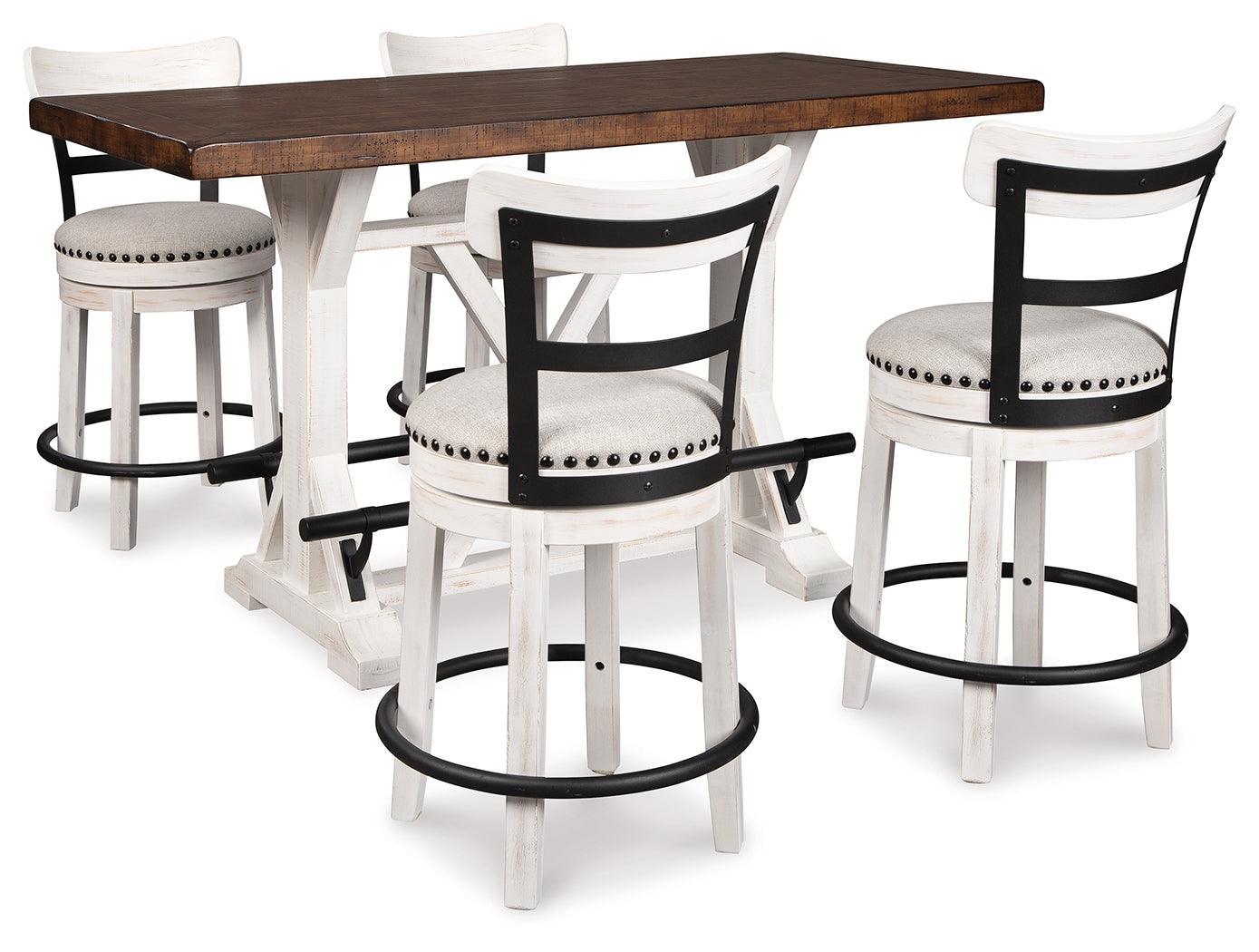 Valebeck White Counter Height Dining Table And 4 Barstools - Ella Furniture