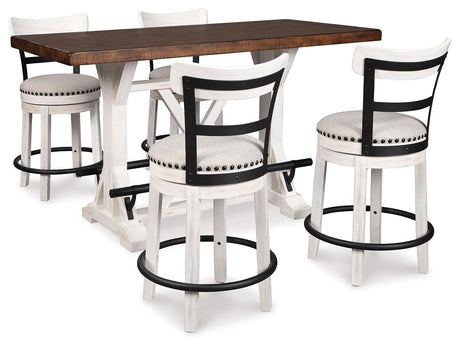 Valebeck White Counter Height Dining Table And 4 Barstools - Ella Furniture