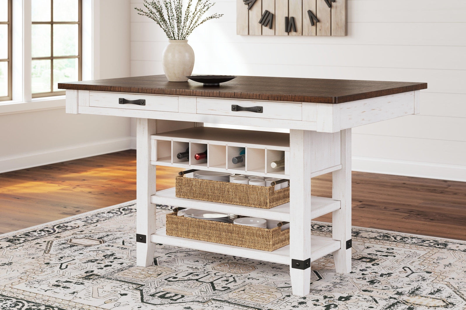 Valebeck White/Brown Counter Height Dining Table D546-32 - Ella Furniture
