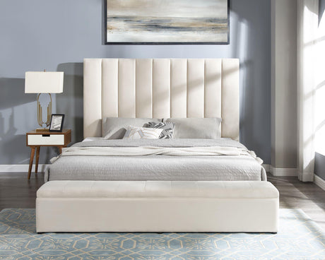 Valencia - Beige Platform Queen Bed - Ella Furniture
