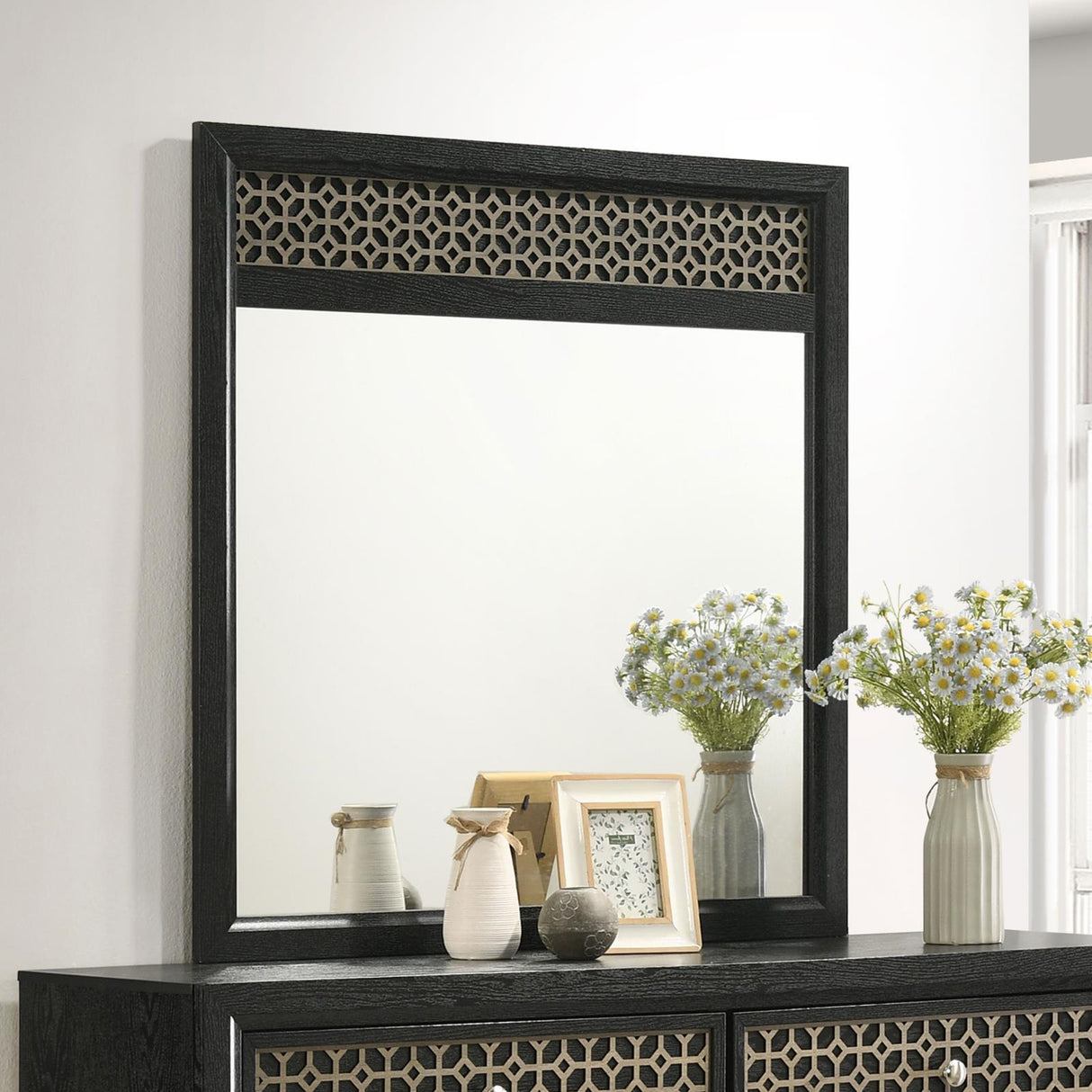 Valencia Dresser Mirror Light Brown And Black 223044 - Ella Furniture