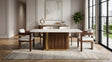 Valente Dining Set in White Sintered Stone and Walnut with Fluted Wood from Ella Furniture