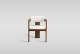 Valente Dining Set in White Sintered Stone and Walnut with Fluted Wood view 3