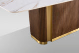 Valente Dining Set in White Sintered Stone and Walnut with Fluted Wood view 9