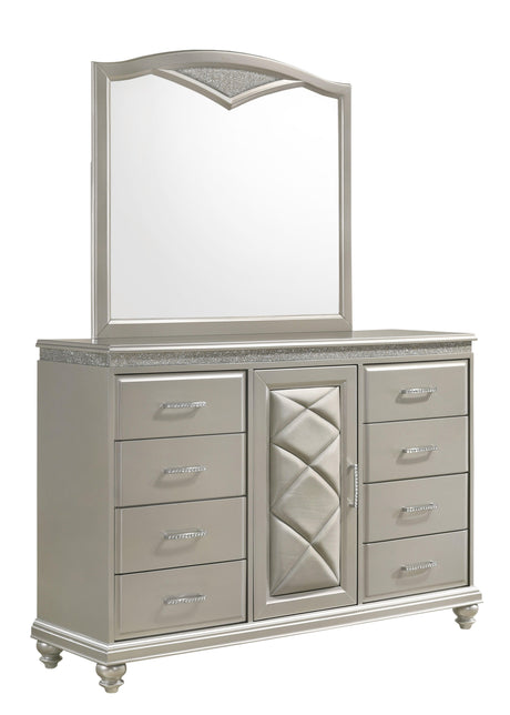 Valiant Night Stand Champagne, Modern Traditional Glam, 2 Metal Drawers - Ella Furniture