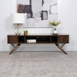 Valna Rectangular 71" Tv Stand With Sliding Doors Walnut 701713 - Ella Furniture