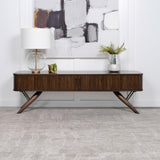 Valna Rectangular 71" Tv Stand With Sliding Doors Walnut 701713 - Ella Furniture
