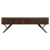 Valna Rectangular 71" Tv Stand With Sliding Doors Walnut 701713 - Ella Furniture