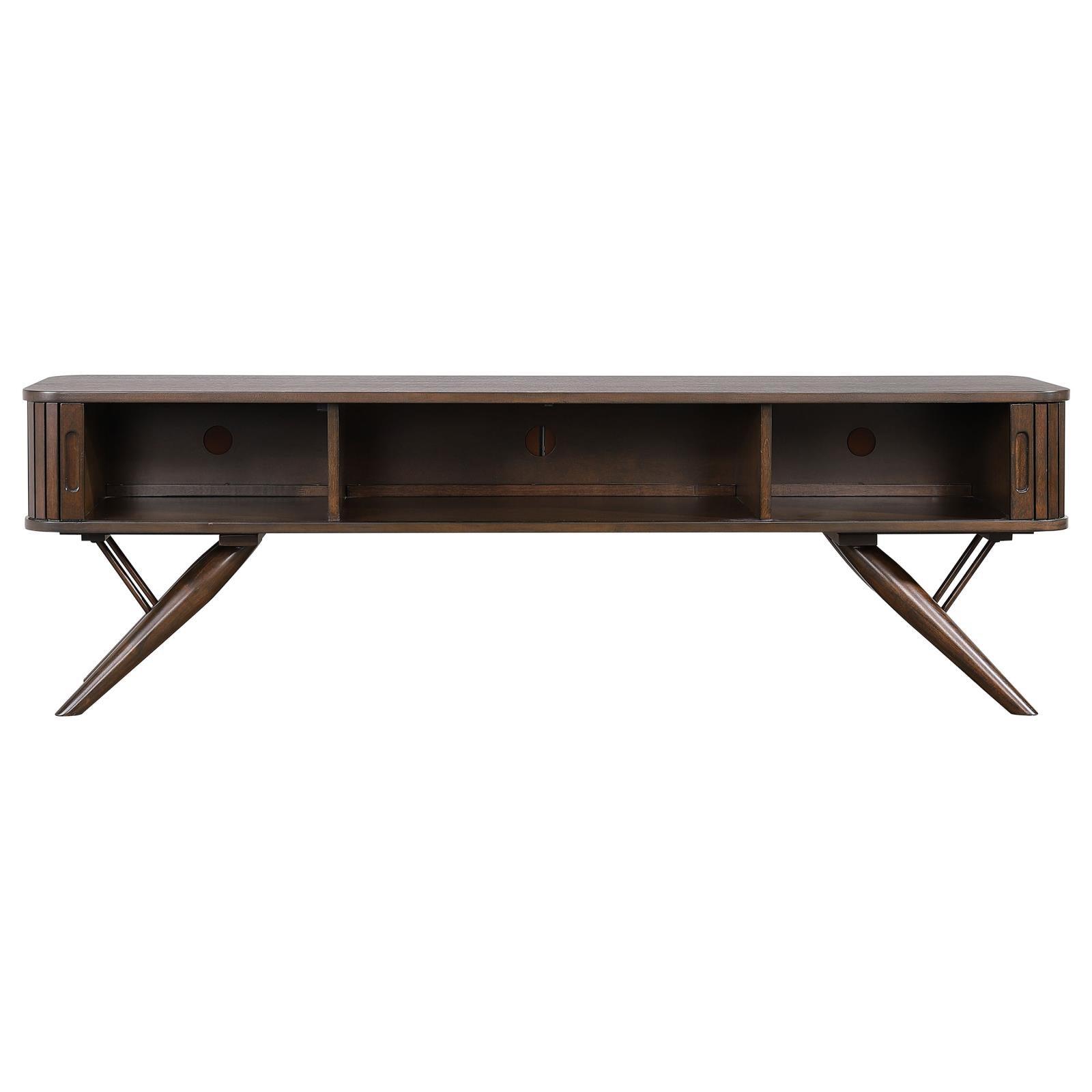 Valna Rectangular 71" Tv Stand With Sliding Doors Walnut 701713 - Ella Furniture