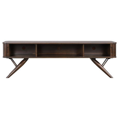 Valna Rectangular 71" Tv Stand With Sliding Doors Walnut 701713 - Ella Furniture