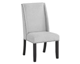Vance Gray/White Modern Solid Wood Marble Top Fabric Upholstered Round Dining Room Set - Ella Furniture