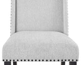 Vance Gray/White Modern Solid Wood Marble Top Fabric Upholstered Round Dining Room Set - Ella Furniture