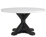 Vance Gray/White Modern Solid Wood Marble Top Fabric Upholstered Round Dining Room Set - Ella Furniture
