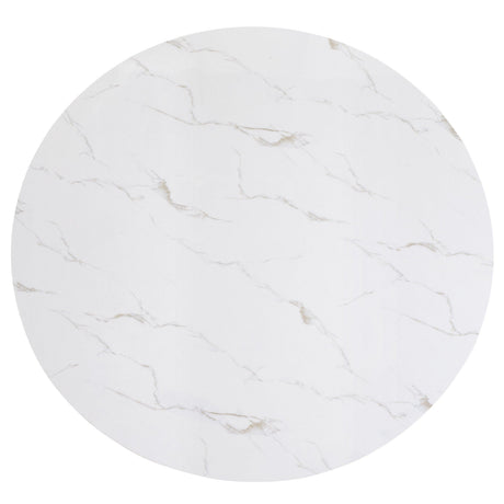 Vance Gray/White Modern Solid Wood Marble Top Fabric Upholstered Round Dining Room Set - Ella Furniture