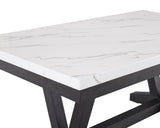 Vance Gray/White Modern Solid Wood Marble Top Fabric Upholstered Tufted Dining Room Set - Ella Furniture