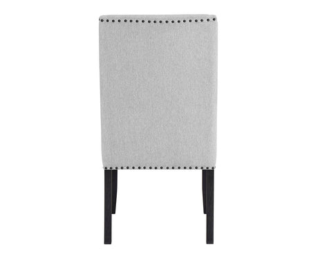 Vance Gray/White Modern Solid Wood Marble Top Fabric Upholstered Tufted Dining Room Set - Ella Furniture