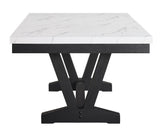 Vance Gray/White Modern Solid Wood Marble Top Fabric Upholstered Tufted Dining Room Set - Ella Furniture