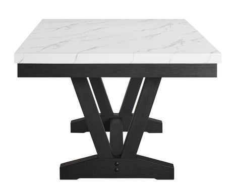 Vance Gray/White Modern Solid Wood Marble Top Fabric Upholstered Tufted Dining Room Set - Ella Furniture