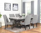 Vance White-Gray Faux Marble Fabric Seat Rectangular Dining Room Set - Ella Furniture