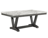 Vance White-Gray Faux Marble Fabric Seat Rectangular Dining Room Set - Ella Furniture