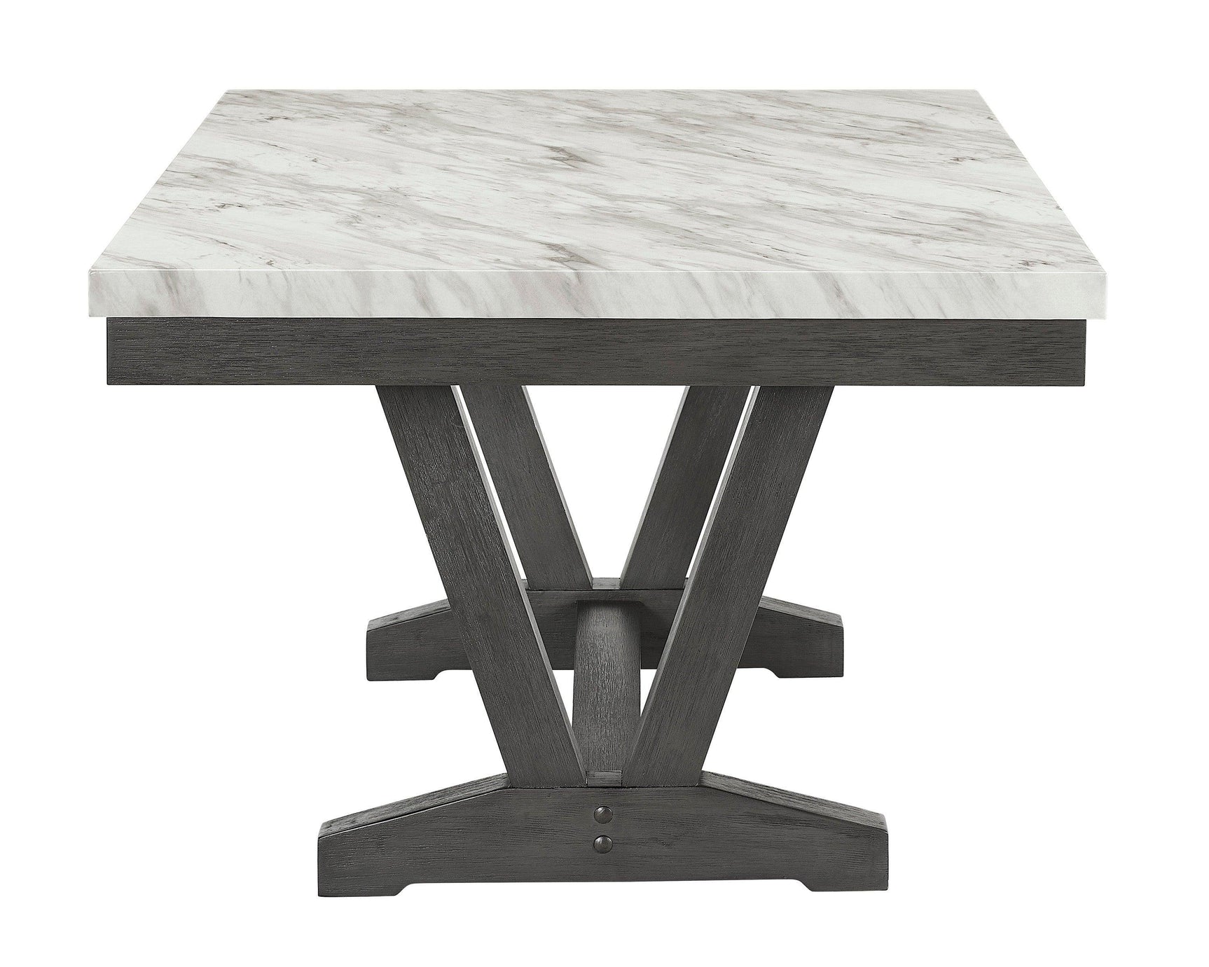 Vance White-Gray Faux Marble Fabric Seat Rectangular Dining Room Set - Ella Furniture