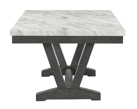 Vance White-Gray Faux Marble Fabric Seat Rectangular Dining Room Set - Ella Furniture
