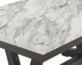 Vance White-Gray Faux Marble Fabric Seat Rectangular Dining Room Set - Ella Furniture