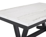 Varley/Vance White Modern Solid Wood Marble Top Fabric Upholstered Dining Room Set - Ella Furniture
