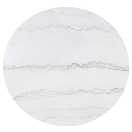 Varley/Vance White Solid Wood Marble Top Fabric Upholstered Round Dining Room Set - Ella Furniture