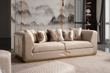 Vega Sofa, Loveseat, and Chair Set with Textured Upholstery and Gold Accents view 3