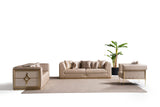 Vega Sofa, Loveseat, and Chair Set with Textured Upholstery and Gold Accents view 6
