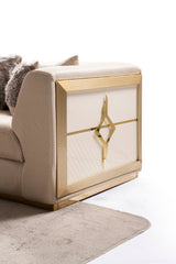 Vega Sofa, Loveseat, and Chair Set with Textured Upholstery and Gold Accents view 13